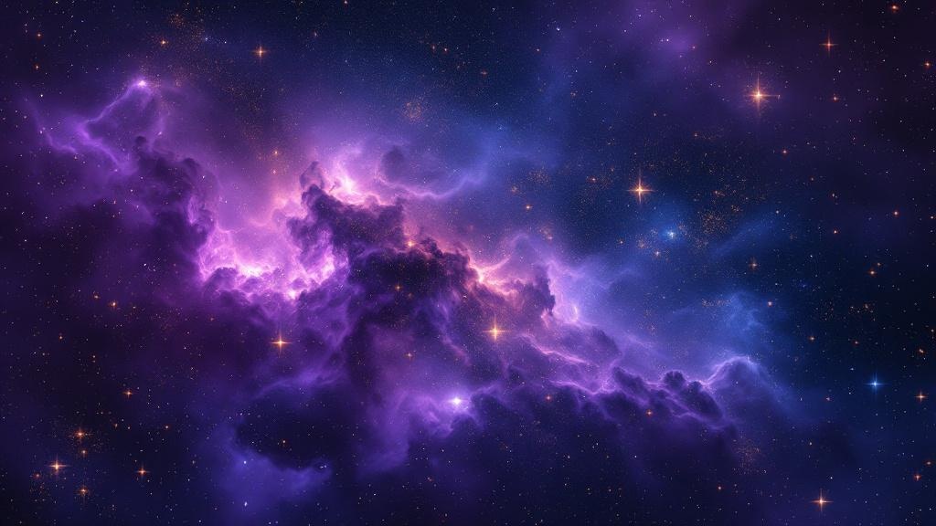 Cosmic nebula with deep purple and navy tones