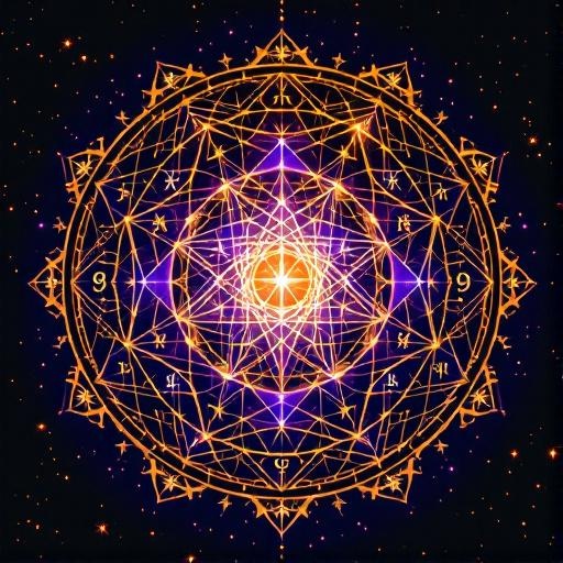 Sacred geometry mandala with numerological symbols